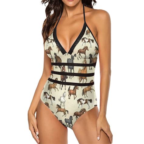 Frosted Horse Swimsuit Sexy Kawaii Animal Print One Piece Swimwear Push