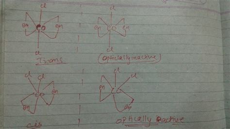 Draw One Of The Geometrical Isomers Of The Complex Co En Cl Which