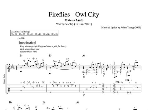 "Fireflies - Owl City" · Mateus Asato || Guitar: Tab + Sheet music ...