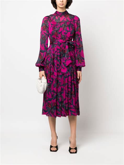 Dvf Diane Von Furstenberg Floral Print Pleated Midi Dress Farfetch