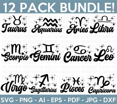 Zodiac Signs SVG Bundle Astrology Signs Svg Zodiac Symbols Etsy Australia