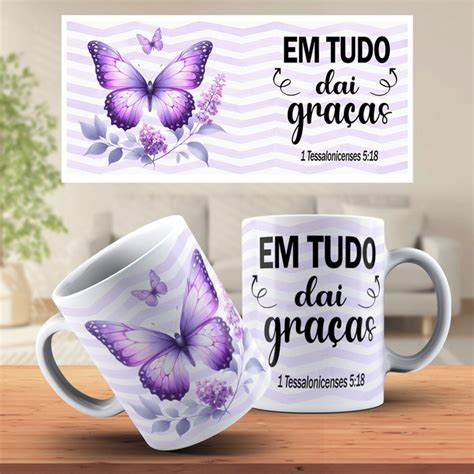 Caneca Personalizada Frase Bíblica cristã Graças Xícara Elo7