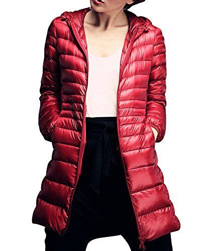 Femme Doudoune à Capuche Ultra Légère Compressible Veste Chaud Blouson Longues Manteau Rouge 5xl