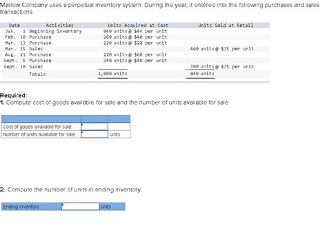 Solved Marlow Company Uses A Perpetual Inventory System Chegg