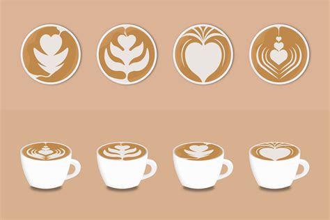 Set Of Coffee Cups And Latte Art Graphic By San Dna · Creative Fabrica