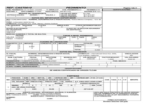Solution Legislacion Y Comercio Exterior Ejemplos De Pedimento Factura