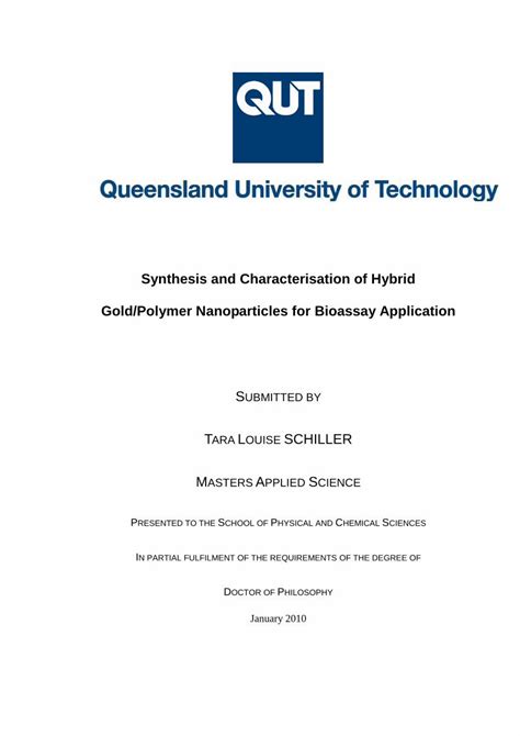 PDF Synthesis And Characterisation Of Hybrid Gold Polymer Eprints