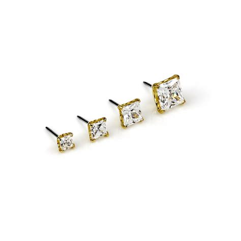 K Gold Princess Cut Prong Set Gem Threadless End