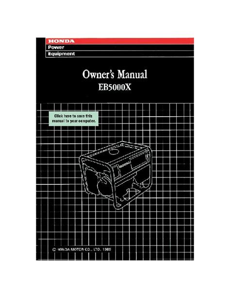 Honda Generator Eb X Owners Manual