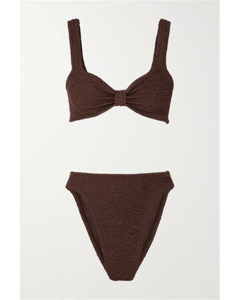 Hunza G Bonnie Metallic Seersucker Bikini In Brown Lyst UK