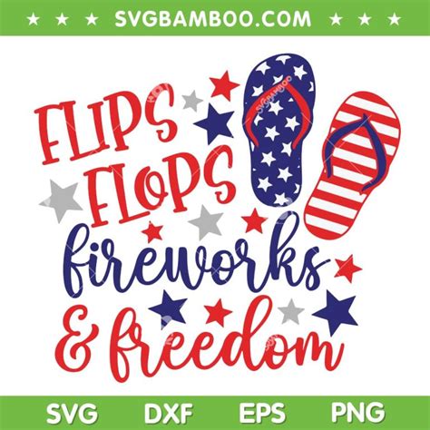 Flip Flops Fireworks And Freedom Svg Png