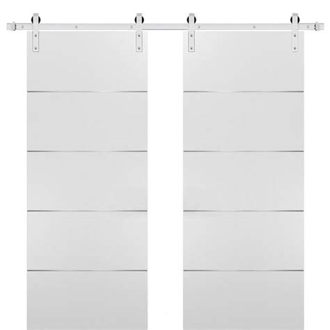 Sartodoors 0020 84 In X 96 In Flush White Finished Wood Barn Door