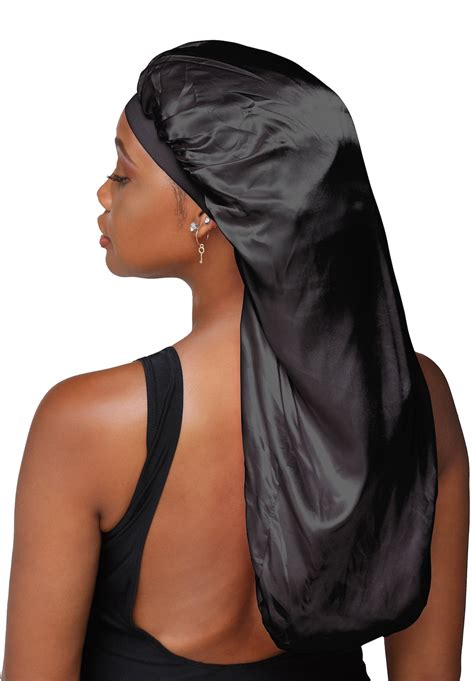 Black Double Layered Satin Braid Bonnet By Snatched Flames Etsy