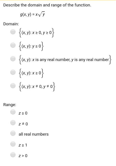 Answered Describe The Domain And Range Of The Bartleby