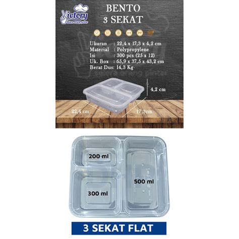 Jual Lunch Box Kotak Makan Bento Sekat Flat Datar Victory Pcs