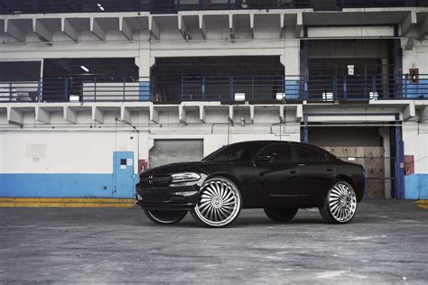 Mean Black Dodge Charger on Huge Aftermarket Wheels — CARiD.com Gallery