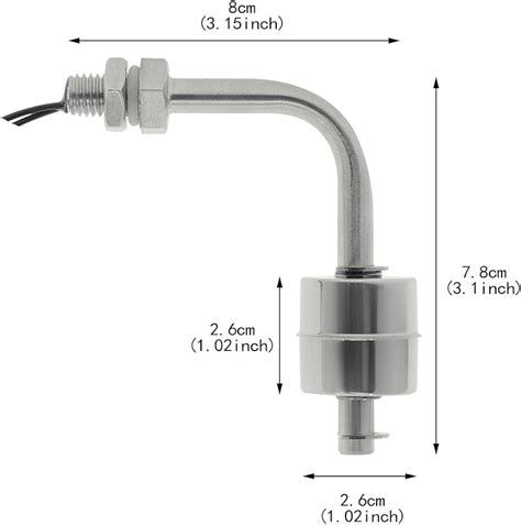 YXQ 3Pcs Angle Float Switch Stainless Steel NO NC Adjustable Water