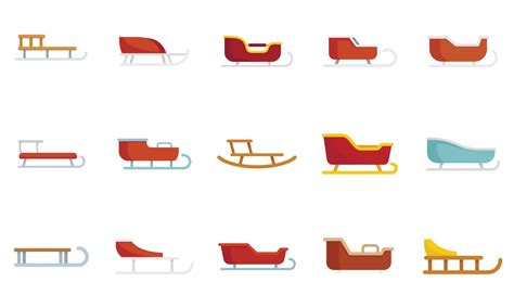 Sleigh icons set flat vector. Santa claus sleigh 16816288 Vector Art at Vecteezy