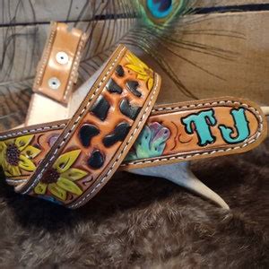 Personalized Hand Tooled Full Grain Leather Western Belt Custom Floral