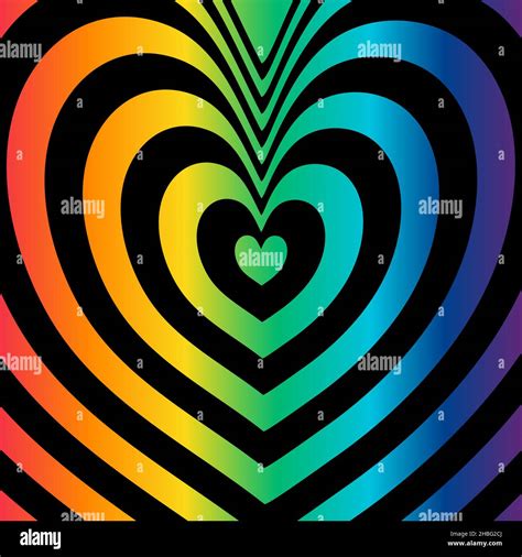 Abstract Optical Illusion Background With A Heart Black And Rainbow Vector Stock Vector Image