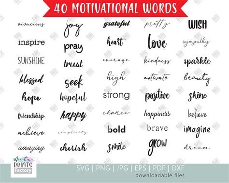 Motivational Words Bundle of 40, Inspirational Words, Positive Words ...