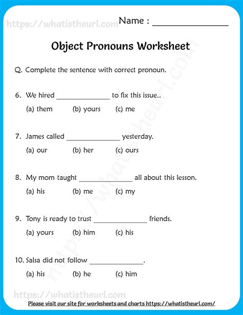 Worksheet For Object Pronouns