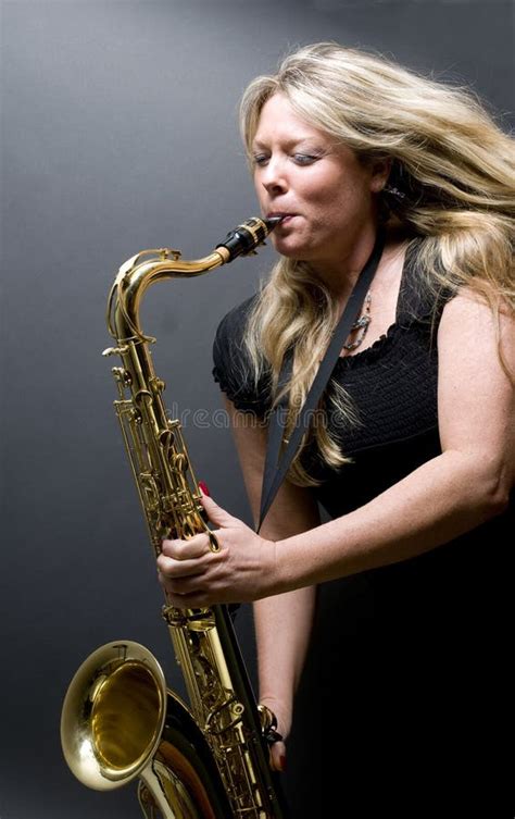 Blond Female Saxophone Player Musician Stock Image Image 8799469