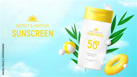 Sunscreen Ad Banner Template Banner With D Jar Of Sunscreen Tropical