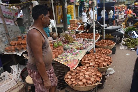 People Selling Diwali Diyas And Decorations In Guwahati Market Fancy