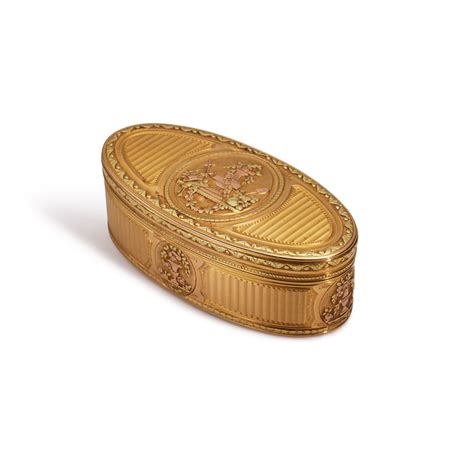 A Louis Xvi Vari Color Gold Oval Snuff Box Nicolas Marguerit Paris