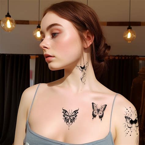 AWLEE Tatuajes Temporales De Mariposa Para Mujer 30 Hojas De Tatuajes