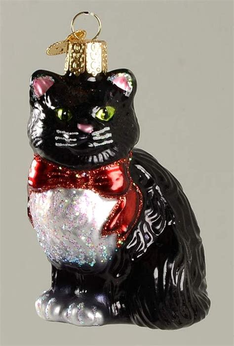 Seasonal Décor Ornaments Old World Christmas Tuxedo Kitty Glass Blown Ornament Figurine