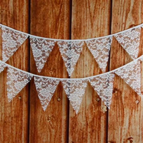 Buy 12 Flags 32m Burlap Flower Lace Banner Bunting