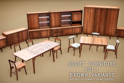 Soviet Furniture Collection Vol1 Brown Variants 3d Model