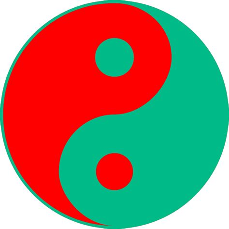 Bright Red and Dark Greenish Cyan Yin-Yang - Openclipart