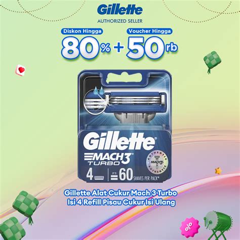 Jual Gillette Alat Cukur Mach 3 Turbo Isi 4 Refill Pencukur Pisau Cukur