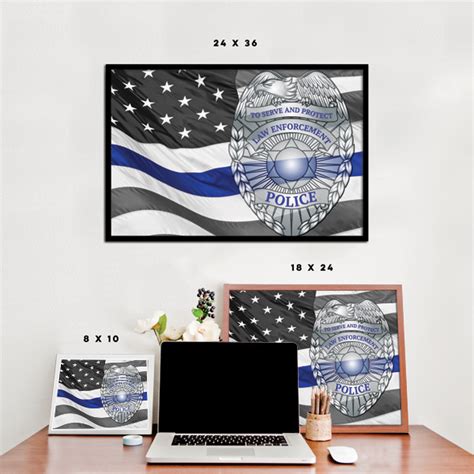 Police Badge American Flag Backdrop Inspiredposters