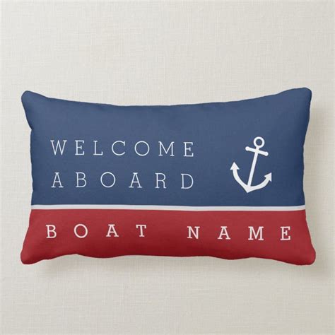 Welcome Aboard Nautical Anchor Pillow W Boat Name Zazzle Anchor