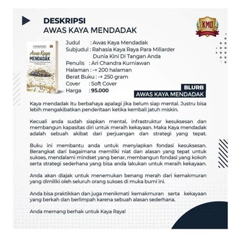 Jual Buku Awas Kaya Mendadak Ari Chandra Kurniawan Archan Kmo Indonesia