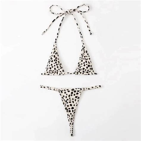 Sexy Polka Dot Slide Triangle Thong Brazilian Two Piece Bikini Swimsui Brazilian Swim Shop