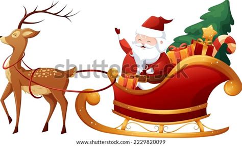 Cartoon Santa Claus Sleigh Gifts Reindeer Stock Vector (Royalty Free) 2229820099 | Shutterstock