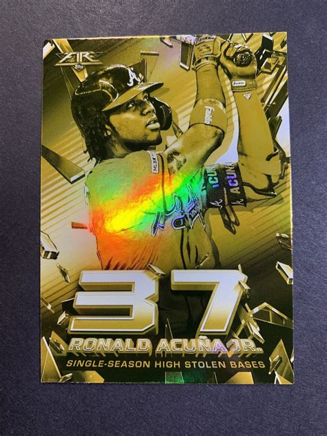 2020 TOPPS FIRE RONALD ACUNA JR SHATTERING STATS GOLD FOIL SS 2