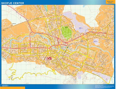 Skopje downtown wall map | Wall maps of countries of the World