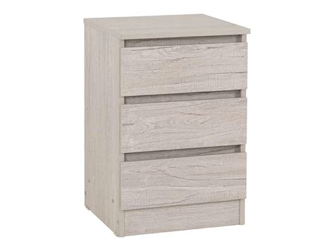 Seconique Malvern Urban Snow 3 Drawer Bedside Table