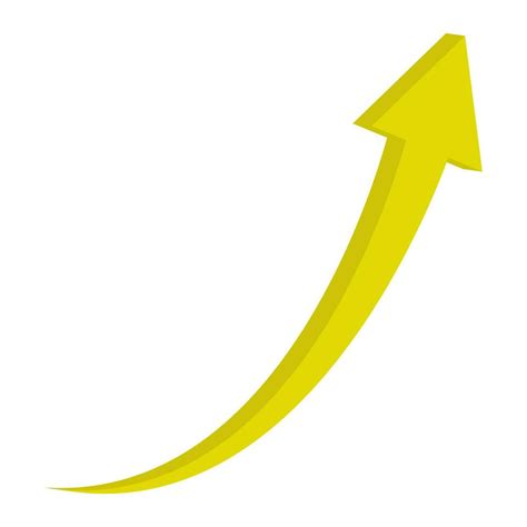 Curved Yellow Arrow Isolated On White Background Arrow Icon Vector