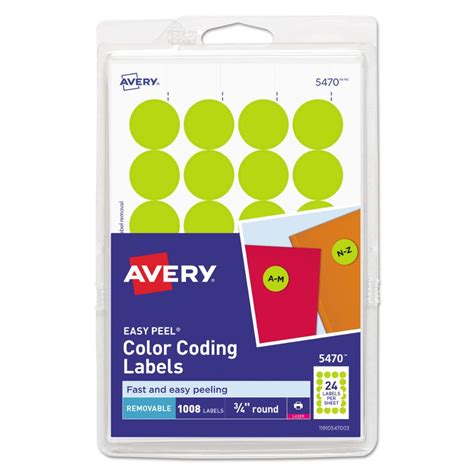 Avery Self Adhesive Removable Labels 075 Round Neon Yellow 1008pack