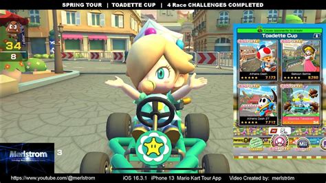 Mario Kart Tour SPRING TOUR TOADETTE Cup 4 Race CHALLENGES COMPLETED