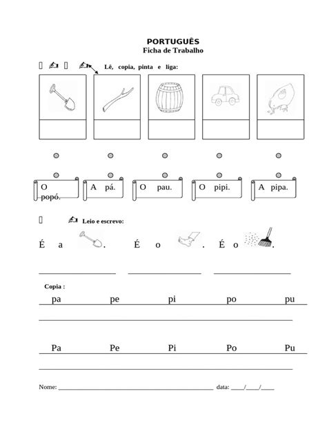 Ficha De Leitura Pa Pe Pi Po Pu - Ficha de Trabalho #2 - Pa Pe Pi Po Pu (Recuperado) | PDF