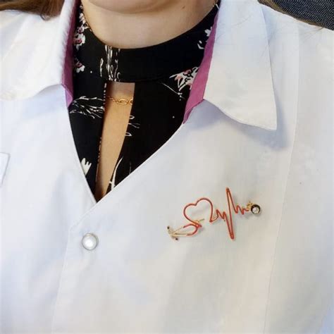 Ecg Brooches Pins Enamel Colorful Stethoscope Heartbeat Shape Brooch