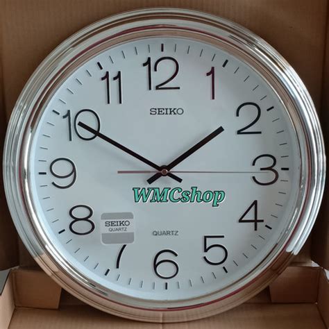 Jual Jam Dinding Seiko Besar 40cm Mesin SKP Asli 4035 Chrome Stainles